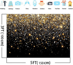 8 X 6 Ft Black Gold Backdrop Wedding Birthday Party Backdrop Prom Party Graduati
