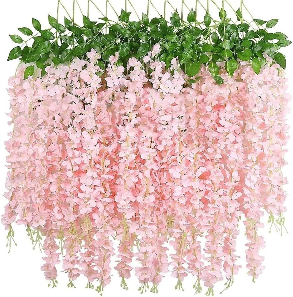 12 Pack Wisteria Flower Vines Garland, 3.75 Feet Artificial Flower Strings, Fake