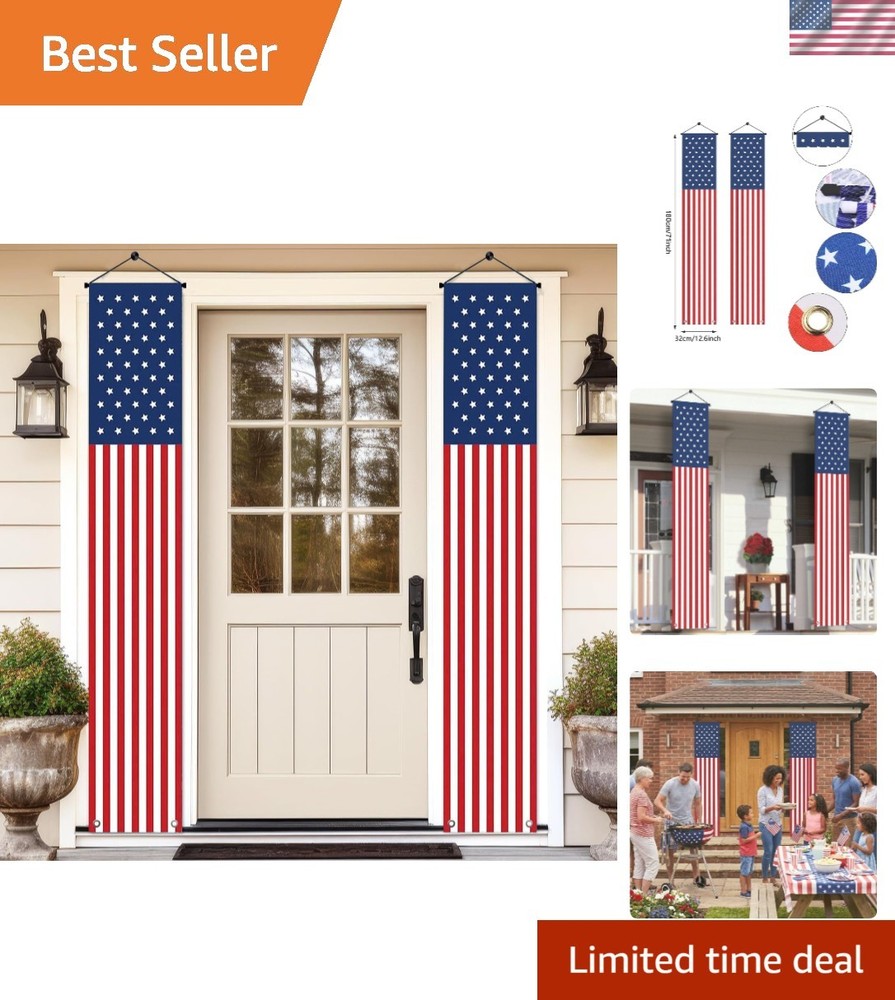 Weatherproof 4th of July Hanging Flag Banners – Set of 2 for Patriotic Decor