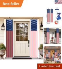 Weatherproof 4th of July Hanging Flag Banners – Set of 2 for Patriotic Decor