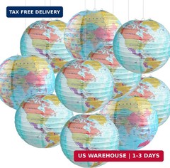 10 Pieces World Map Paper Lanterns 10 Inch Paper Globes Lanterns Map Classroom L