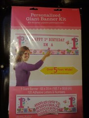 Personalized Giant Banner Kit – PINK 1ST BIRTHDAY – Over 5 ft wide – NEW