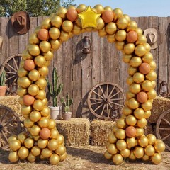 266 Pcs Western Cowboy Balloon Arch Kit Gold Tan Cowboy Arch Garland Decorati…
