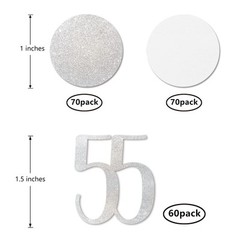 Silver Glitter 55 Confetti, 55th Birthday Number Confetti, 200pcs Anniversary…