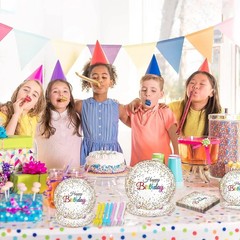 Festive 96-Piece Birthday Tableware Set – Confetti Sprinkles Theme for 24 Guests