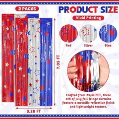 Customizable 2-Pack Foil Curtain Streamer Backdrops for Patriotic Celebrations