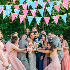 32Ft Gender Reveal Party Decorations Pink and Blue Circle Dot Pennant Triangle B