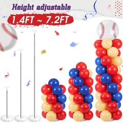 2 Sets Baseball Party Balloon Column Stand Kit with 2 Nude Foil Balloons 90 L…