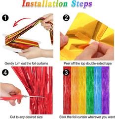 2 Pack Rainbow Backdrop Curtains, 3.28 FT x 7.05 FT Colofull Party Decorations,