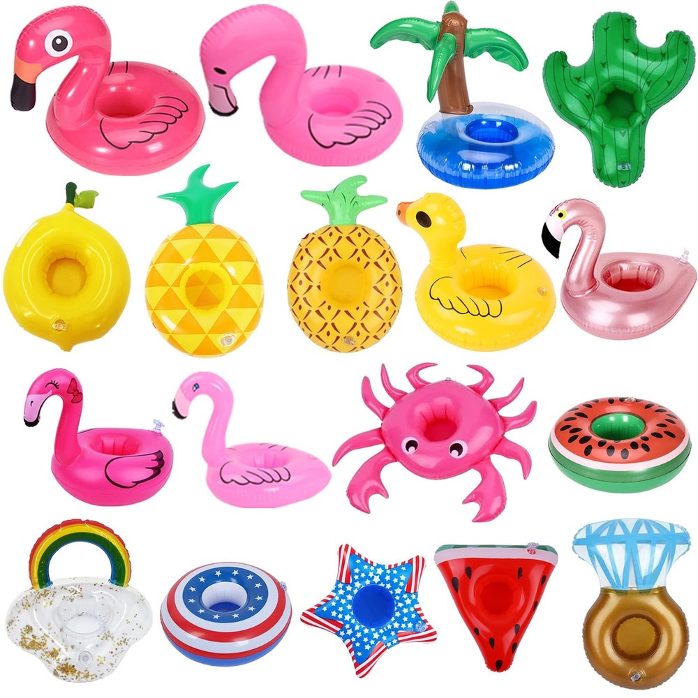 18 Pack Inflatable Drink Holders, Drink Floats Inflatable Pool Cup Holder Coa…