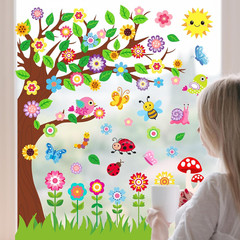 Spring Window Clings Large Cute Flower Floral Tree Garden Butterfly Bird Reus…