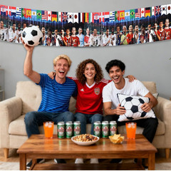 2026 World Cup Tinsel Curtain Banner 106×12In Flag Fringe Streamer Cheer Props I
