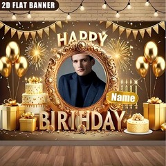 1pc 2D Fireworks Theme Personalized Birthday Custom Banner Party Decor Tapestry♪