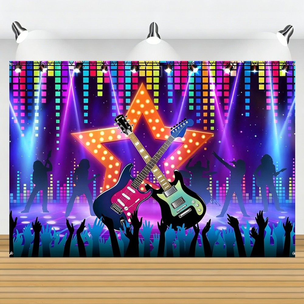 Rock Music Disco Birthday Backdrop Photo Background Party Banner Studio Decor
