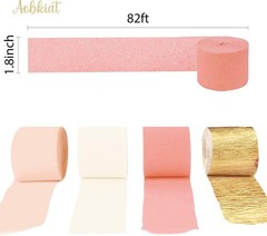 Wedding Party Decorations, 8 Rolls Pink Gold Crepe Paper Streamers for Weddin…