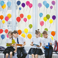 9 Sheet Colorful Balloons Window Clings Stickers Watercolor Balloons Double-Side