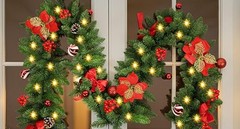 Christmas Garland with Lights 9FT Timer Prelit Garland Battery Operated Outdoor