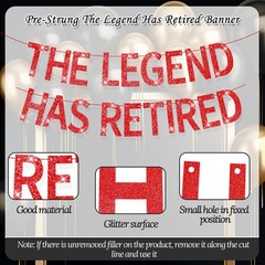 The Legend Has Retired Banner Red Glitter Pre Strung No DIY Retirement Banner De