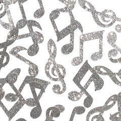 CloverCrafts 50 x Silver Glitter Music Note Confetti Birthday Party Decor