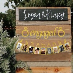 Engagement Wedding Decorations, Gold Engaged Banner and Photo Banner with Rom…
