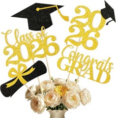 Graduation Decorations 2026 Table Centerpieces 20PCS Black Gold Confetti