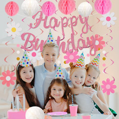 Birthday Decorations, NO DIY, Pre-Strung Happy Birthday Banner with Honeycomb Ba