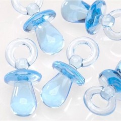 Drop, 100 Acrylic Transparent Blue Baby 12x22mm Pacifier Charms *
