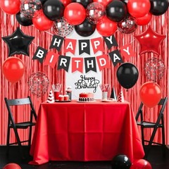 Red and Black Party Decorations for Men Women Boys Girls Confetti Red Black