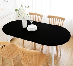 Wolkemer Fitted Oval Tablecloth Spandex Stretch Black Cocktail Table Cover El…