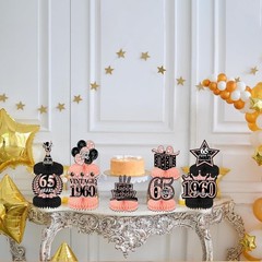 65th Birthday Decorations for Women, 9PCS Vintage Honeycomb Centerpieces Tabl…