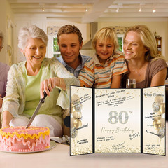 Black Gold 80Th Birthday Party Decorations, Happy 80Th Birthday Alternative Sign