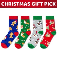Christmas Holiday Socks 4 Pack, Xmas Stocking Stuffer Gifts for Kids, Women, Men