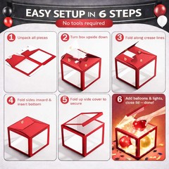 Graduation Decorations Class of 2026 Red and Black Balloon Boxes for High