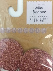 Mini 24″ Party Banner Decor Craft Scrapbook Rose Gold Pink Glitter Circles 6 Pks