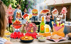 BBQ Party Decorations Summer Picnic Birthday Party Barbecue Hanging Swirl Banner