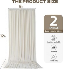 10ftx12ft Beige Backdrop Curtains for Parties, Wrinkle Polyester Beige Photo