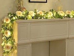 2Pcs 13Ft Artificial Eucalyptus Garlands with Flowers, Faux Floral Greenery
