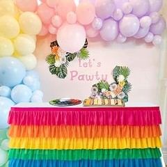 9ft Table Skirt Rainbow Tablecloth Unicorn Tutu Table Skirt for Rectangular