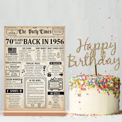 70th Birthday Decorations Women Men, Vintage Back in 1956 Birthday Poster Acr…