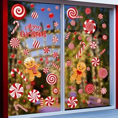 Christmas Gingerbread Window Clings – 9 Sheets 73 11 x 8.0 x 0.1 inches, Red