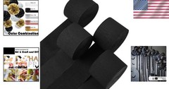 Versatile Black Crepe Paper Streamers – 1.8 Inch x 82 Ft, Perfect for Parties
