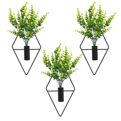 Neiteli 3 Pcs Wall Plants Artificial Decor,Boho Rhombus, Black