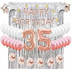 35th Birthday Complete Rose Gold & Silver Balloon Party Decoration Supplies