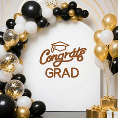 Brown Felt Congrats Grad Sticker Sign for Backdrop Graduation Decor for Party Co