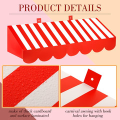 3D Circus Awning Wall Decor – 4 Pcs Red and White for Parties and Events