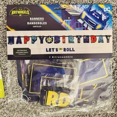 Boy’s Birthday Banner Candle & Table Decoration Set Batman Batwheels Spiderman