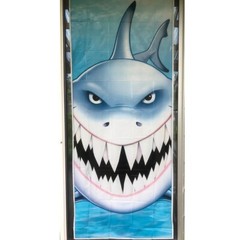 Luau Pirate SHARK ATTACK DOOR COVER Tropical Fish Ocean Backdrop Wall Decoration