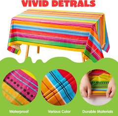 6 Pack Cinco de Mayo Plastic Tablecloths 54×108 Fiesta Mexican Theme Table Cover