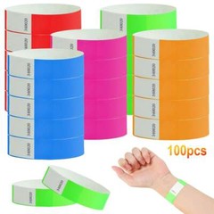 100 Pcs Paper Wristbands For Events Neon Color Wrist Multicolor Bands Concert