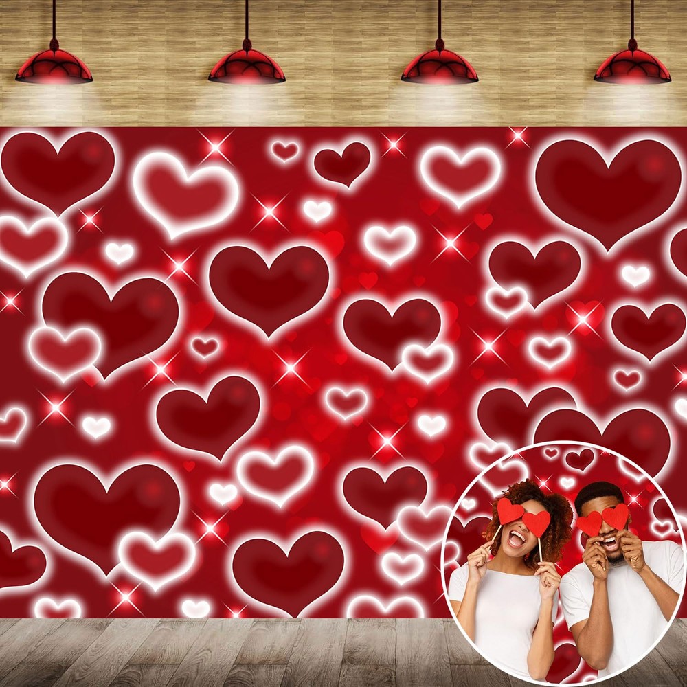 Red Heart Photo Backdrop 8x6FT Valentines Decorations Early 2000s Background …